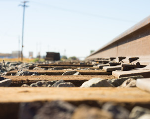 Old California Railroad Tracks With Ties and Gravel