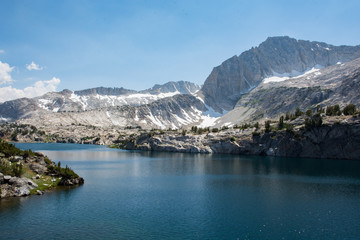 Fototapeta na wymiar High Sierra Mountains in California With Lake And Sky