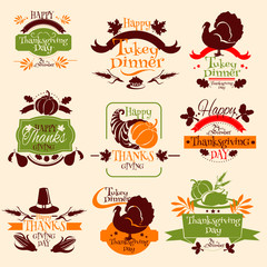 Thanksgiving emblems for greeting card design