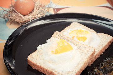 Egg bread and Orange jam breakfast.