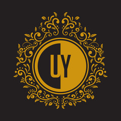 INITIAL CIRCLE HALF vintage elegant luxury