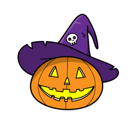 Halloween Pumpkin. A hand drawn vector cartoon illustration of a Halloween Jack o' lantern.