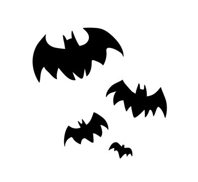 Flying Bats Silhouette. A hand drawn vector silhouette illustration of a group of bats flying.