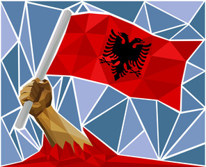 Arm Raising The National Flag Of Albania