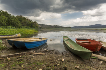 Dugout Canoe and Other Boats at River's Edge - Gamboa, Panama