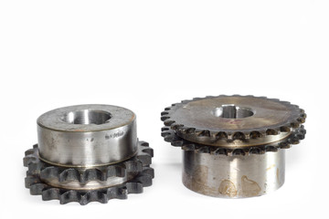 Gears cogs for industry metal on white background.