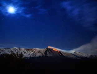 Fotobehang etna eruzione panorama notturno © ninosub
