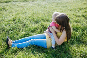 Fototapeta premium mom and daughter
