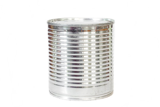 Can food silver tin canned on white background.