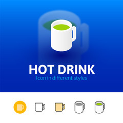 Hot drink icon in different style