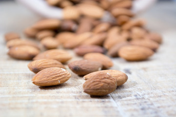 Spilled almonds from the bowl