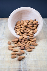 Spilled almonds from the bowl