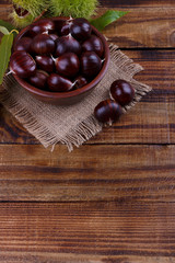 Fresh chestnuts in a bowl