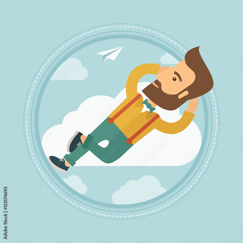 Canvas Prints businessman lying on cloud vector illustration.