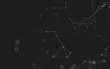 Abstract polygonal space low poly dark background, 3d rendering