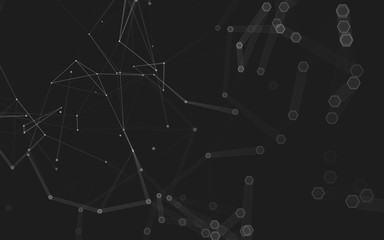 Abstract polygonal space low poly dark background, 3d rendering