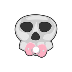 skull with  Baby pacifier  cartoon vector on white background