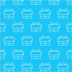 seamless white gift box abstract pattern with blue background, vector, copy space for text, pastel theme, partially preview image for each pattern