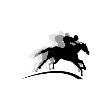 Jumping and Running Equestrian Horse with Jockey Logo