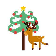 christmas character with tree icon vector illustration design