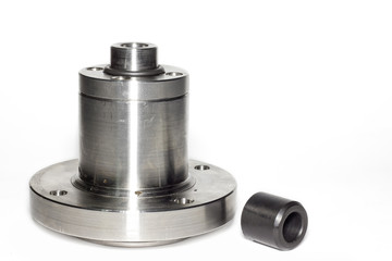 Metal flange on white background.