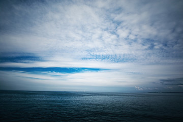 Cold sea and cloudy sky.