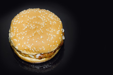 Hamburger with beef on white background.