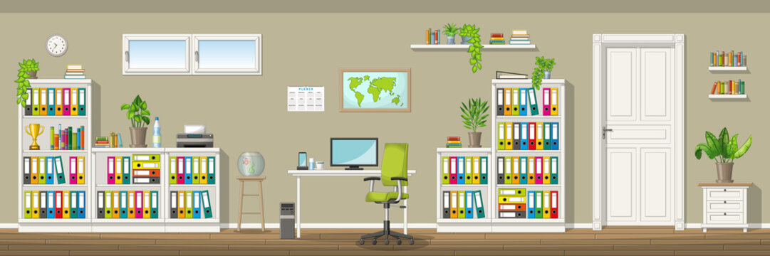 Illustration of a classic homeoffice