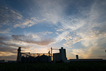 silhouette of factory