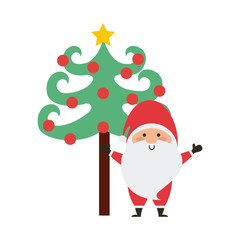 christmas character with tree icon vector illustration design