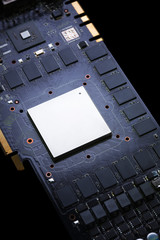 Computer graphic card on black background