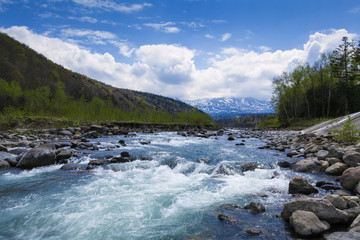 Streaming river in Hokkaido Japan