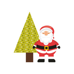 christmas character with tree icon vector illustration design