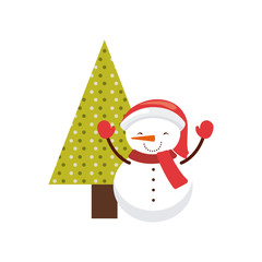 christmas character with tree icon vector illustration design