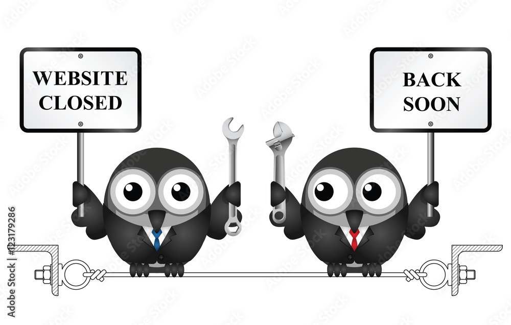 Canvas Prints comical website maintenance closed back soon message