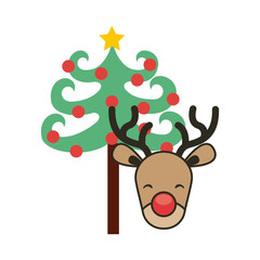 christmas character with tree icon vector illustration design