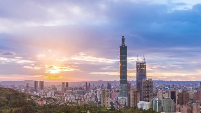 City of Taipei from day to night(no flickering)