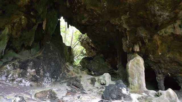 Exit of a limestone cave, Rurutu island, south Pacific, Austral archipelago, French Polynesia
