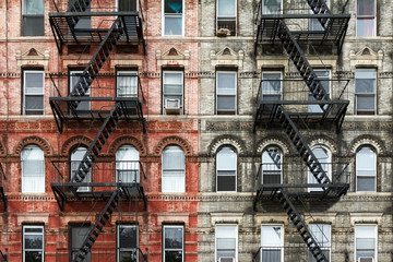 Old Brick Apartment Buildings in Manhattan, New York City