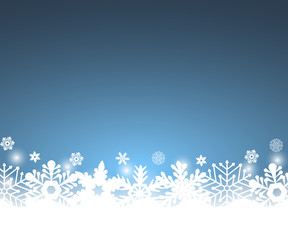 Christmas blue background, with snowflakes