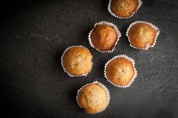 Homemade Banana cake on black background