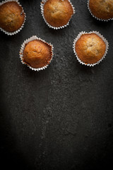 Homemade Banana cake on black background