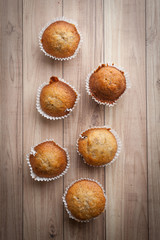 Homemade Banana cake on wooden background