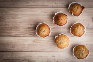 Homemade Banana cake on wooden background