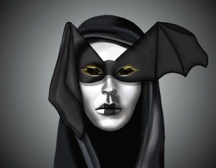 Masque de carnaval et d'halloween avec des ailes de chauve-souris