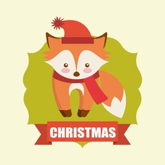 cute animal christmas celebration card vector illustration design