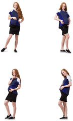 Obraz premium Pregnant woman in composite image isolated on white