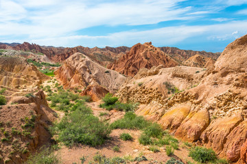 Mountain landscape in the canyon Fairy Tale, Kyrgyzstan.