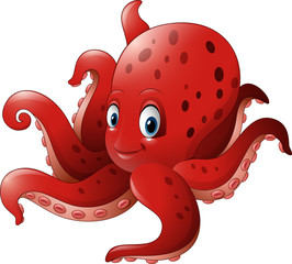 Fototapeta premium Cartoon smiling octopus