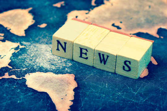 NEWS on grunge world map